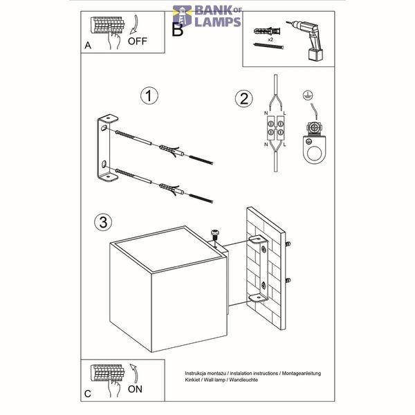 WALL LAMP QUAD 1 GREY G9 1X40W IP20 image 9