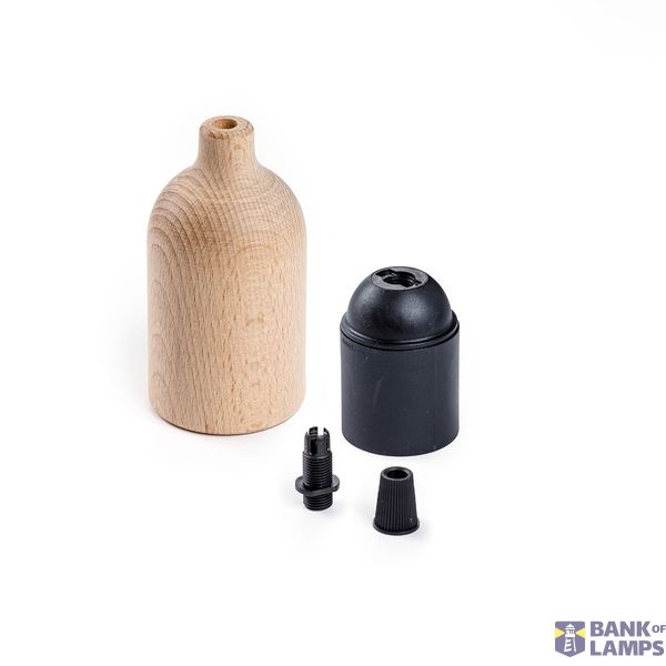 Wooden lamp holder E27 Kit with concealed cable clamp image 2