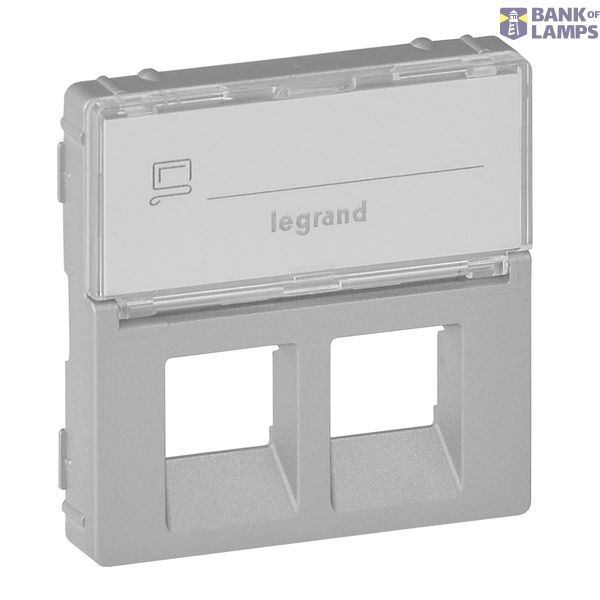 Cover plate Valena Life -double RJ45/RJ45+RJ11 socket -with label holder -alu image 2