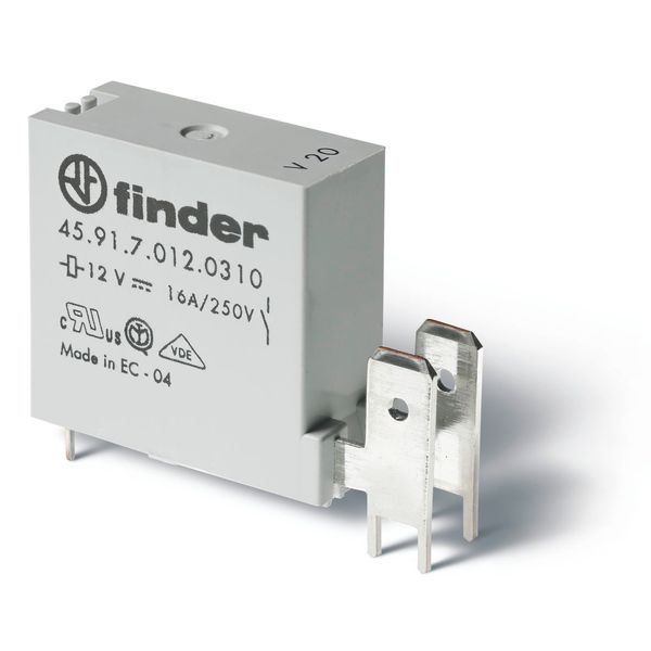 Miniature PCB relay with Faston 250, ≥3mm contact gap, 1NO, 16A / 12VDC / Sensitive / AgNi (45.91.7.012.0310) image 3