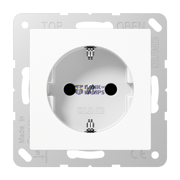 SCHUKO socket, 16 A 250 V ~, screw terminals, integrated increased contact protection, SAFETY+, thermoplastic, series A, alpine white image 1