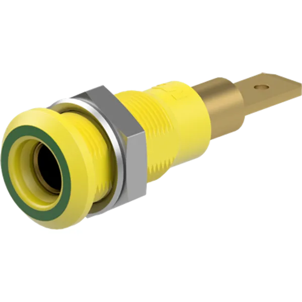 4 mm socket, plug-in connection, mounting Ø 8.1 mm, yellow/green, 64.3040-20 image 1