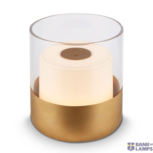 Battery LED table lamp, with glass, gold, 1xLED/2W image 1