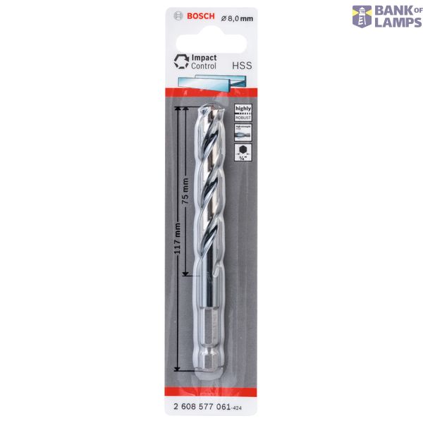 HSS Hex-Shank Twist Drill Bit 8.0mm 8 x 75 x 117 mm 1 pcs. image 2
