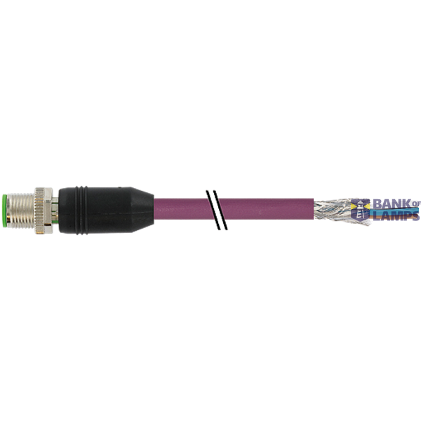 M12 male 0° A-cod. with cable shielded PUR AWG24+22 vt 0.5m image 1