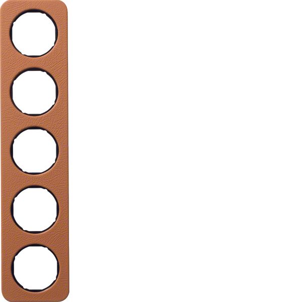 Frame 5gang, R.1, brown/black glossy, embossed leather image 1