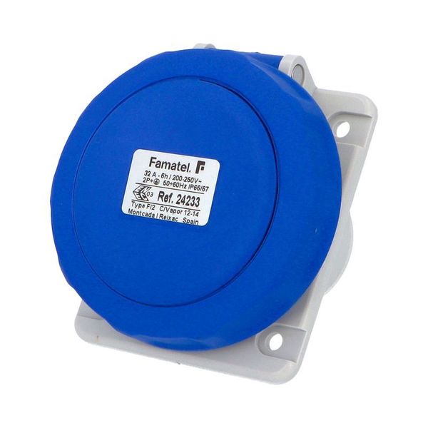 Socket 32A/230V 3-pole IP67 built-in inclined image 2