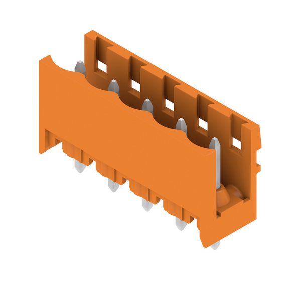 PCB plug-in connector, male header, open side, THT solder connection, 5.08 mm, Number of poles: 5, 180°, Solder pin length (l): 3.2 mm, tinned, orange, Box image 2