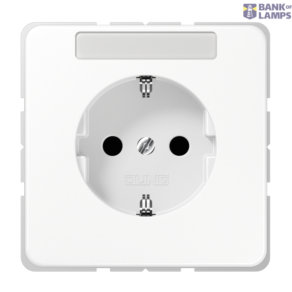 SCHUKO socket, 16 A 250 V ~, with labeling field, integrated increased contact protection, SAFETY+, thermoplastic, CD series, alpine white image 1