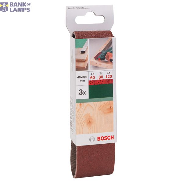 3-piece sanding belt set for Bosch Compact belt sanders, red quality G= 60 - 120 image 2