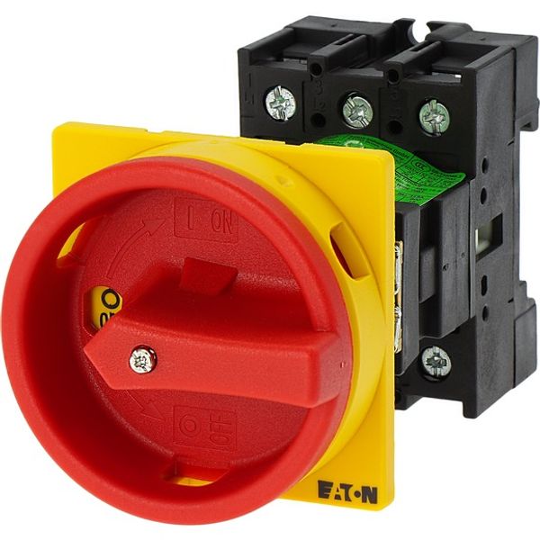 P1-32/V/SVB Main switch, P1, 32 A, rear mounting, 3 pole, Emergency switching off function, With red rotary handle and yellow locking ring, Lockable in the 0 (Off image 5