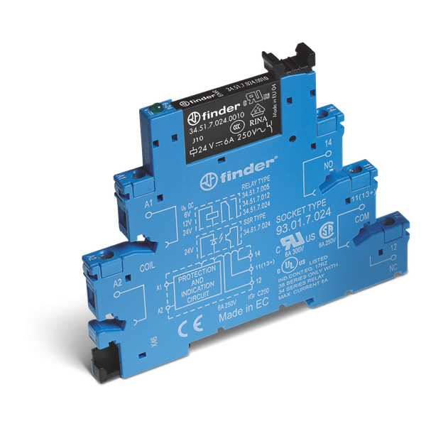 Rel. interface EMR screw 6,2mm.1CO 6A/230...240VAC/AgNi+Au (38.51.3.240.5060) image 1