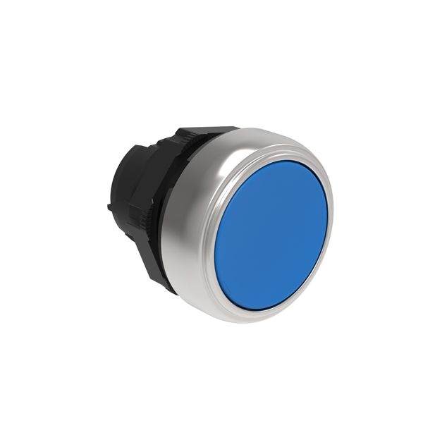 Push-Push button actuator Ø22mm Platinum series chromed plastic, flush. Push ON-Push OFF, blue image 1