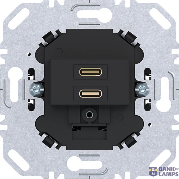 USB charging socket, 2 x USB C (20W), midnight black matt image 1