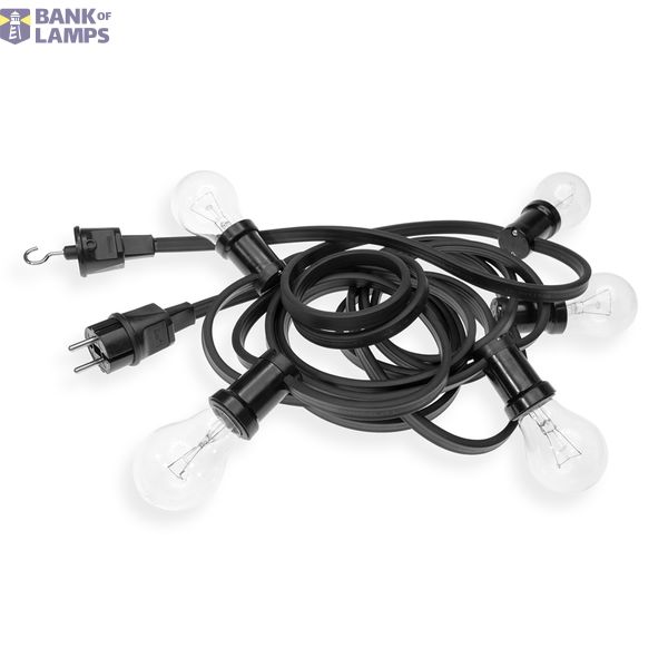 Lighting chain IP44 black cable 6m + socket image 1