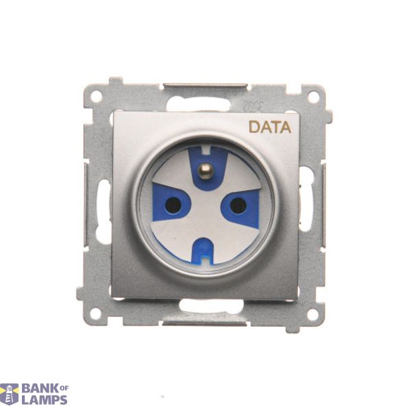DATA single socket outlet with socket access element, (module), 16A, 250V, Screw, Silver matt, metalic image 1