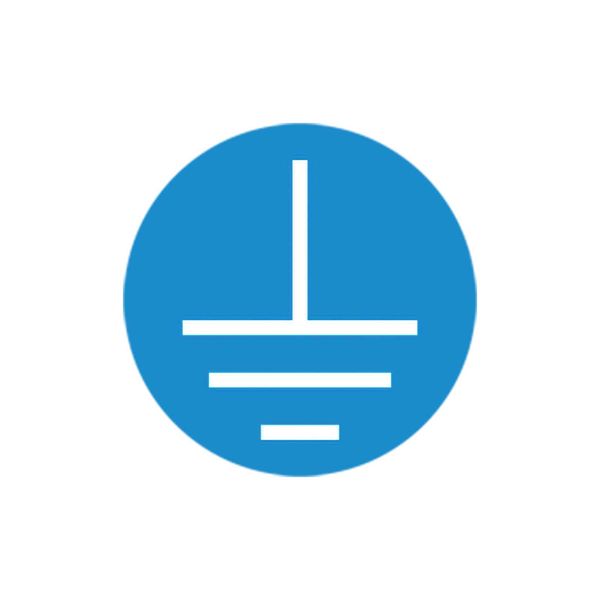 Vinyl label, diametro 26mm, symbol (earth connection) white/blue image 1