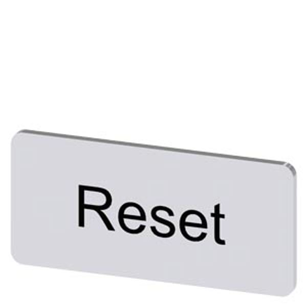 Labeling plate 12.5 x 27 mm, silver-colored label, labeling: Reset image 1