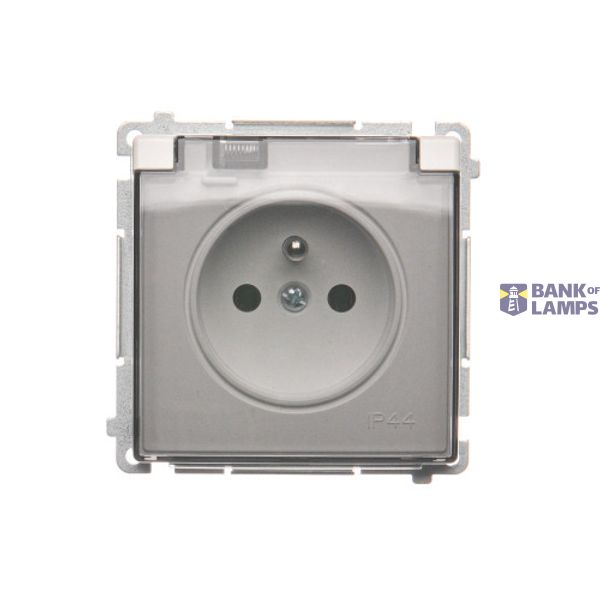 IP44 single socket outlet - transparent flap, white, 16A image 1