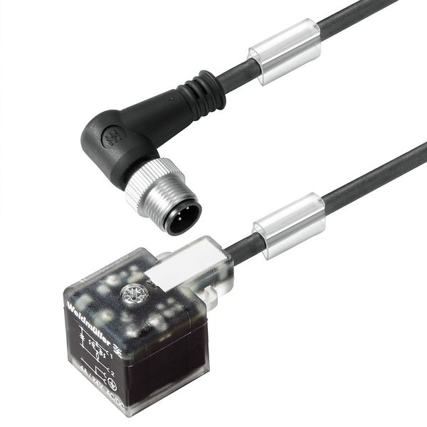 Valve cable (assembled), 90&deg; plug - valve plug, Design A (18 mm), M12 = A-coded, Cable length: 1.5 m, PUR, black image 2