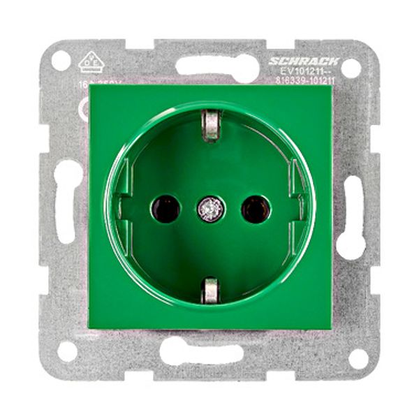 Socket outlet, screw clamps, green image 1