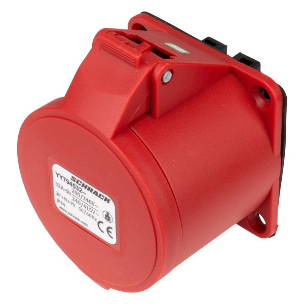 CEE-Panel mounting socket, 5-pole, 32A, 400V, IP44, straight image 1