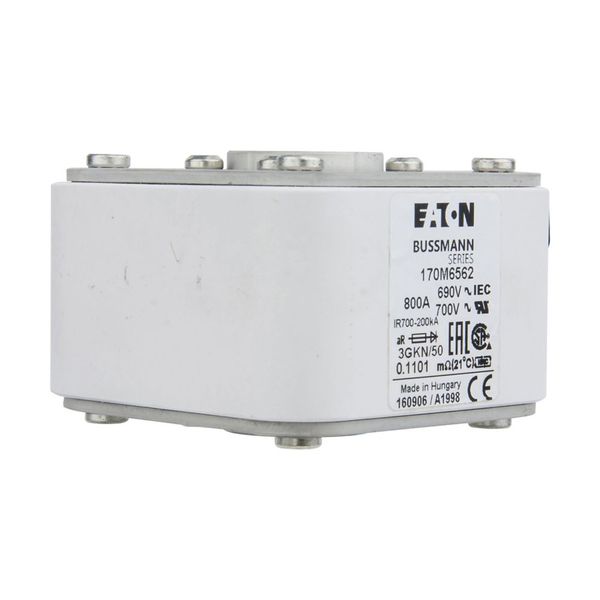 Fuse-link, high speed, 800 A, AC 690 V, size 3, 76 x 92 x 53 mm, aR, IEC, UL, type K indicator image 15