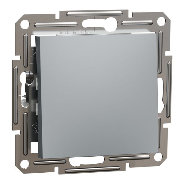 Asfora One-Button Pass-Through Switch, Single Pole, 10 AX, Self-Clamping, Frameless, STEEL image 1
