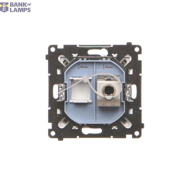 Computer socket RJ45 category 5e + telephone socket RJ12, (module), Silver matt, metalic image 1