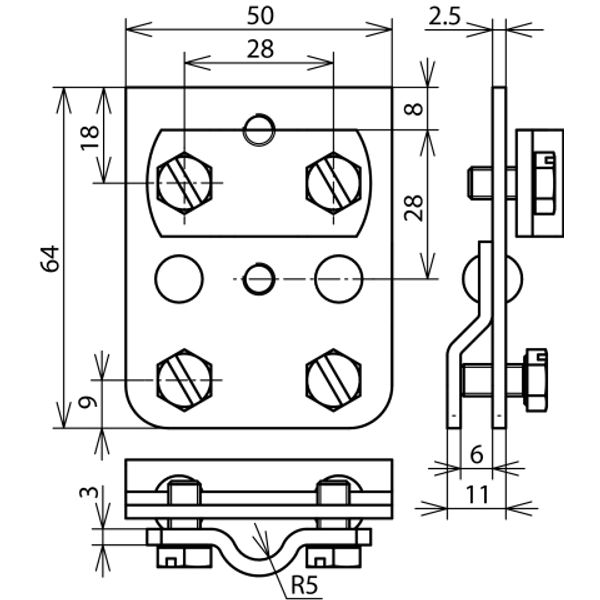 Saddle clamp Cu f. Rd 7-10mm, clamping range 0.7-5mm image 2