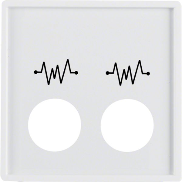 Central part with two holes for connectors with print, Berker Q.x, white, velvet image 1
