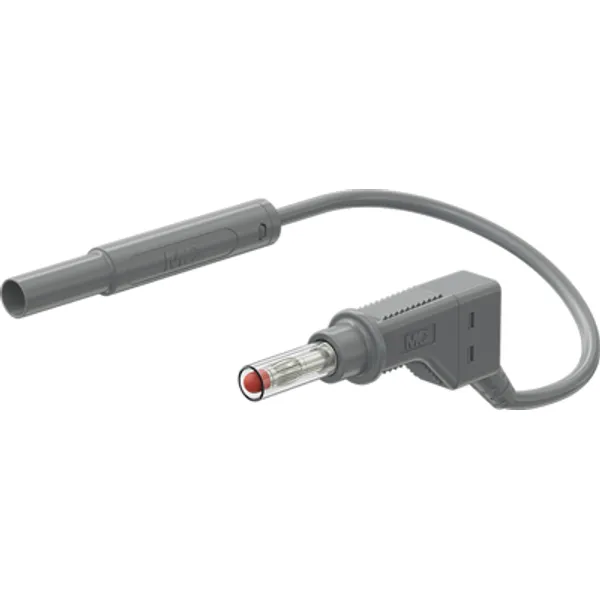 Measuring lead with (4 mm lamella plug, straight) to (4 mm lamella plug, straight), 1 m, gray, PVC, 1.0 mm², CAT II, 66.1048-10028 image 1