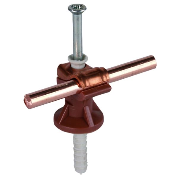DEHNfix cond. holder Cu plastic brown f. Rd 6-10mm H 30mm w. impact do image 1