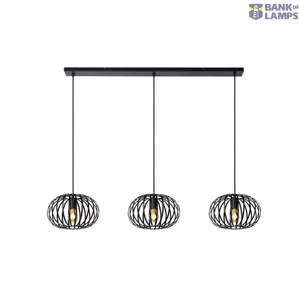 Lucide MANUELA - Pendant light - 3xE27 - Black image 1