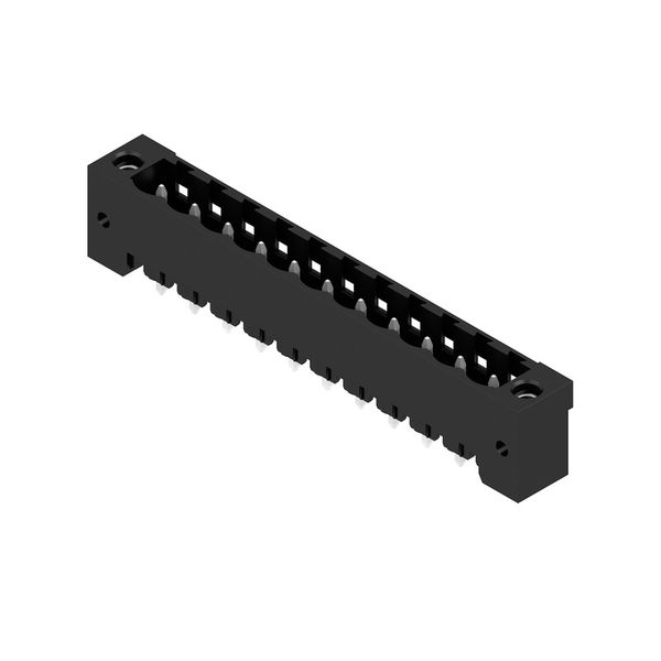 PCB plug-in connector, male header, Flange, THT solder connection, 5.08 mm, Number of poles: 11, 180°, Solder pin length (l): 3.2 mm, tinned, black, Box image 3