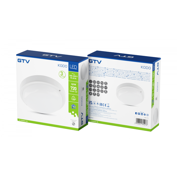 LED luminaire KODO, 8 W, 720 lm, AC175-260V, 4000K, PF>0.5, Ra≥80, IP54, IK08, round, white image 3