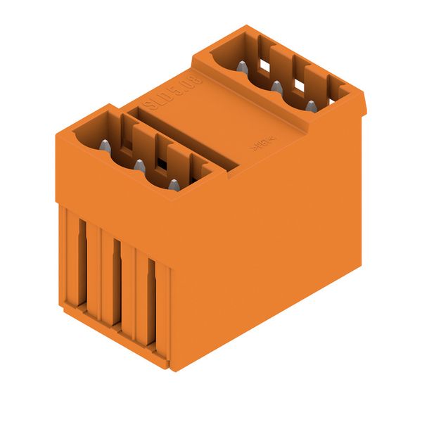 PCB plug-in connector, male header, closed side, THT solder connection, 5.08 mm, Number of poles: 6, 180°, Solder pin length (l): 3.2 mm, tinned, orange, Box image 1