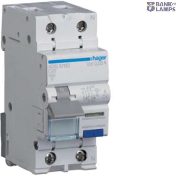 Residual Current Miniature Circuit Breaker C 1+N 0,03A 20A,A-G ADG970D image 1