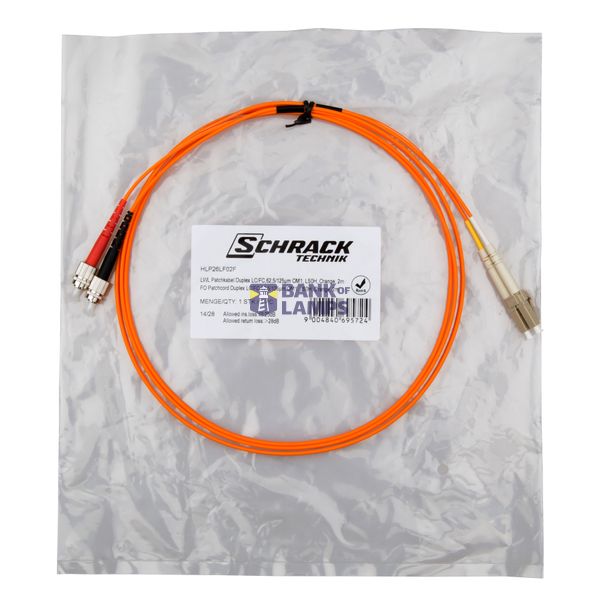 FO Patchcord Duplex LC/FC,62,5/125æm OM1, LS0H, orange, 2m image 4