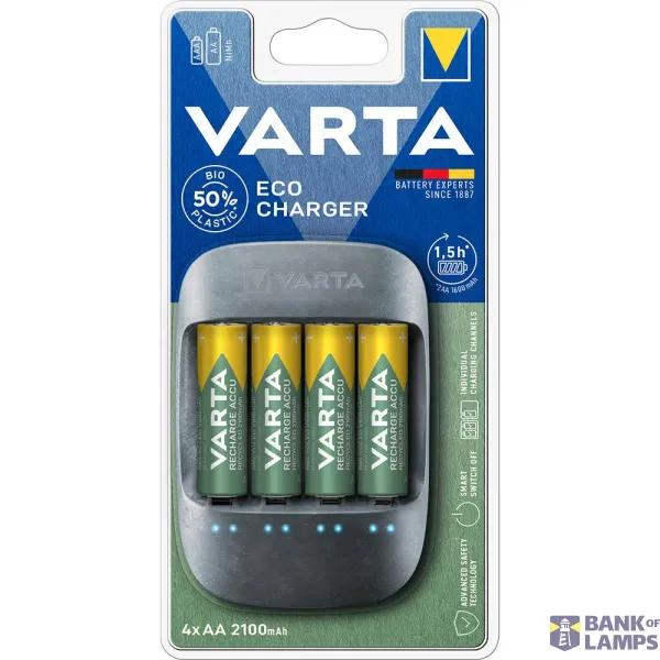 VARTA 57680 101 121 ECO Charger EcoBox incl. 4x AA 2100mAh image 1