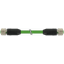 M12 female 0° / M12 female 0° D-cod. shielded PUR 1x4xAWG22 gn 0.3m thumbnail 1