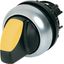 M22-WRLK-Y Illuminated selector switch actuator, RMQ-Titan, With thumb-grip, maintained, 2 positions, yellow, Bezel: titanium thumbnail 1