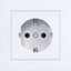 SCHUKO wall socket with cover plate, plug-in type, A.1 light white glossy thumbnail 1