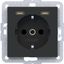 SCHUKO wall socket with earth connection, 2 x USB C (PD), A.x/C.x, matte black thumbnail 1