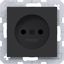 Wall socket without earth connection, Safety Plus, A.x/C.x, matte black thumbnail 1