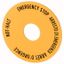 Emergency stop label, Yellow, black lettering, Round, 60 mm, de, en, fr, it, Front dimensions 25 × 25 mm thumbnail 1