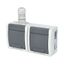ATLAS 2-fold horizontal socket with M20 outlet IP65 gray thumbnail 1