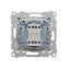 Double socket outlet with earthing for IP44 version with frame seal, with shutters, (module), Simon 24, IP20/IP44, 16A, black matt, Flap color: Transparent thumbnail 2