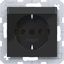 SCHUKO wall socket, text field, plug-in type, A.x/C.x, night black glass thumbnail 1
