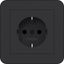SCHUKO wall socket with cover, Safety Plus, plug-in class C.1 black matte thumbnail 1